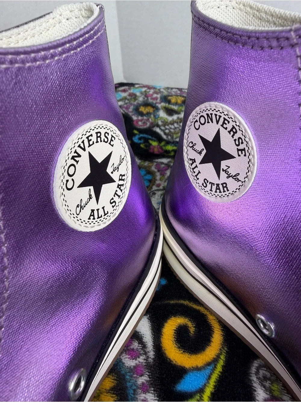 Converse Metallic Purple High-Top Kids Sneakers